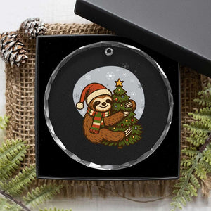 Funny Xmas Crystal Glass Ornament Slothin Around The Christmas Tree TS12 Print Your Wear