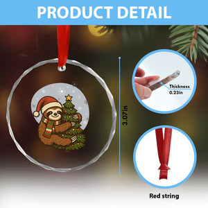 Funny Xmas Crystal Glass Ornament Slothin Around The Christmas Tree TS12 Print Your Wear