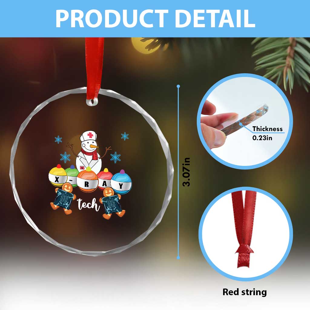 Funny Xmas Crystal Glass Ornament Snowman Nurse Xray Gingerbread TS09 Print Your Wear