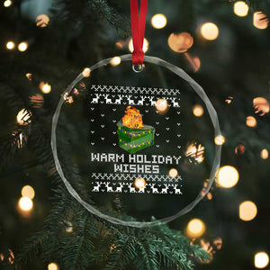 Funny Xmas Crystal Glass Ornament Warm Holiday Wishes Dumpster Fire TS10 Print Your Wear