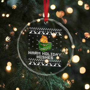 Funny Xmas Crystal Glass Ornament Warm Holiday Wishes Dumpster Fire TS10 Print Your Wear