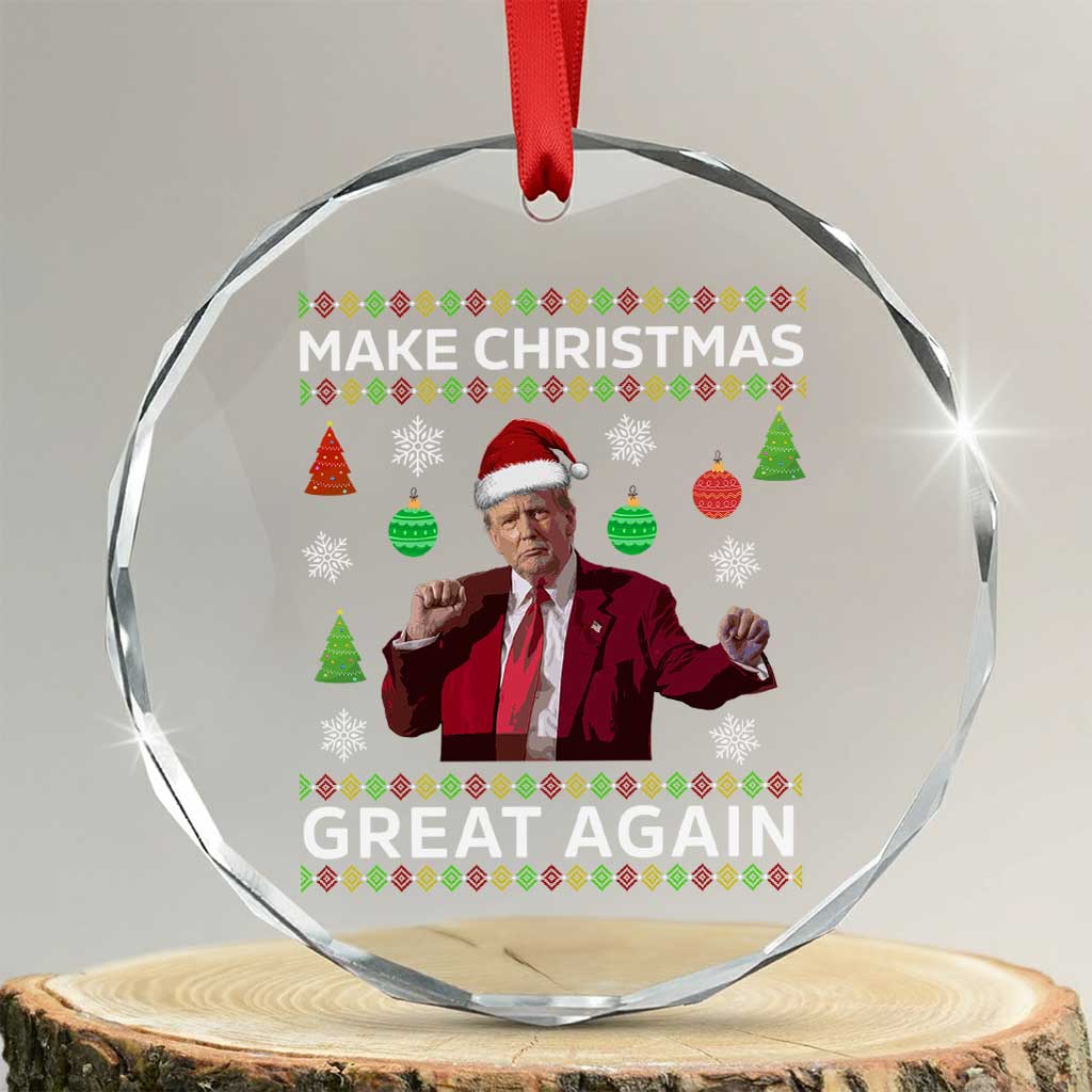Funny Xmas Dancing Trump Crystal Glass Ornament Make Christmas Great Again TS10 Transparent Glass 3'' Circle Print Your Wear