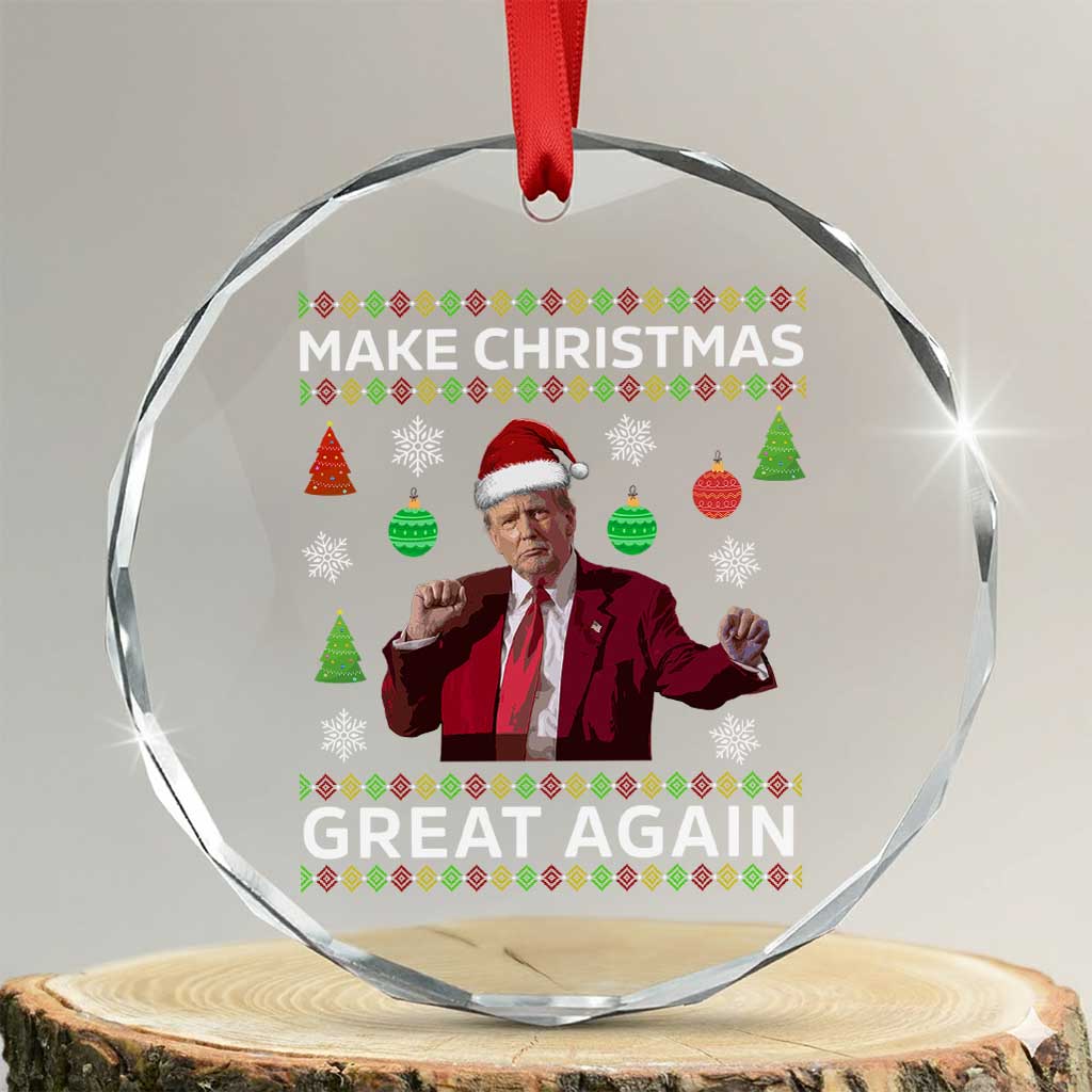 Funny Xmas Dancing Trump Crystal Glass Ornament Make Christmas Great Again TS10 Transparent Glass 3'' Circle Print Your Wear