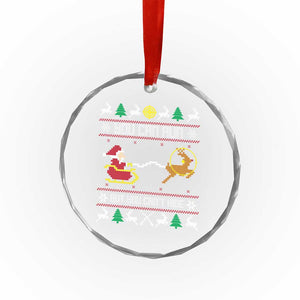 Funny Xmas Deer Hunting Crystal Glass Ornament You Can Run But You Can't Hide Santa TS11 Print Your Wear