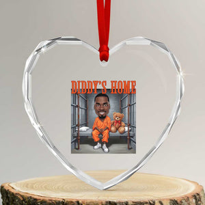 Funny Xmas Diddy Party Diddy Home Heart Crystal Glass Ornament TS09 Transparent Glass 3'' Heart Print Your Wear