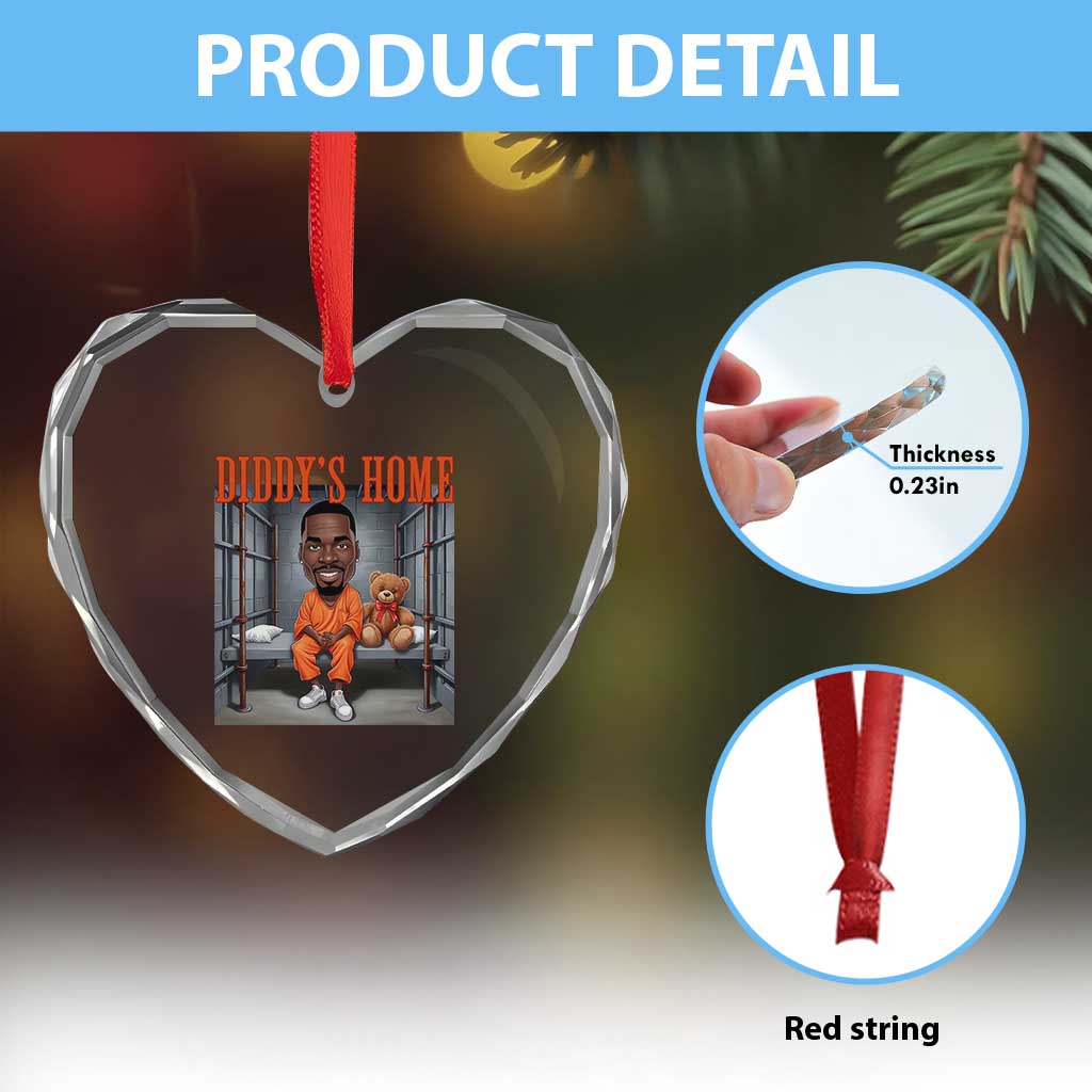 Funny Xmas Diddy Party Diddy Home Heart Crystal Glass Ornament TS09 Print Your Wear