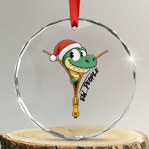 Funny Xmas Dinosaur Crystal Glass Ornament Ew People Xmas Gift TS12 Transparent Glass 3'' Circle Print Your Wear