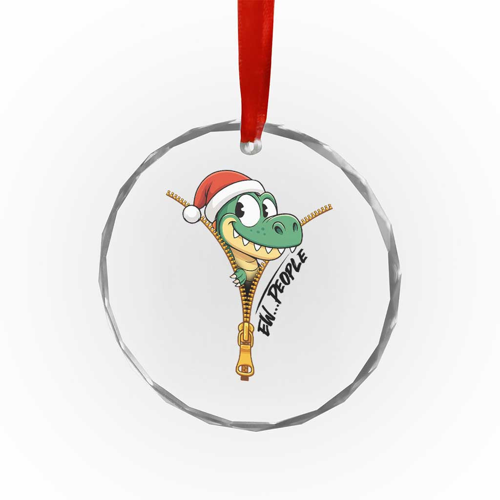 Funny Xmas Dinosaur Crystal Glass Ornament Ew People Xmas Gift TS12 Transparent Glass 3'' Circle Print Your Wear