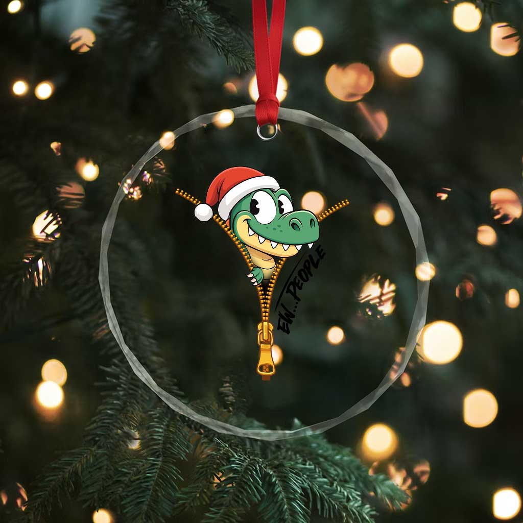 Funny Xmas Dinosaur Crystal Glass Ornament Ew People Xmas Gift TS12 Print Your Wear