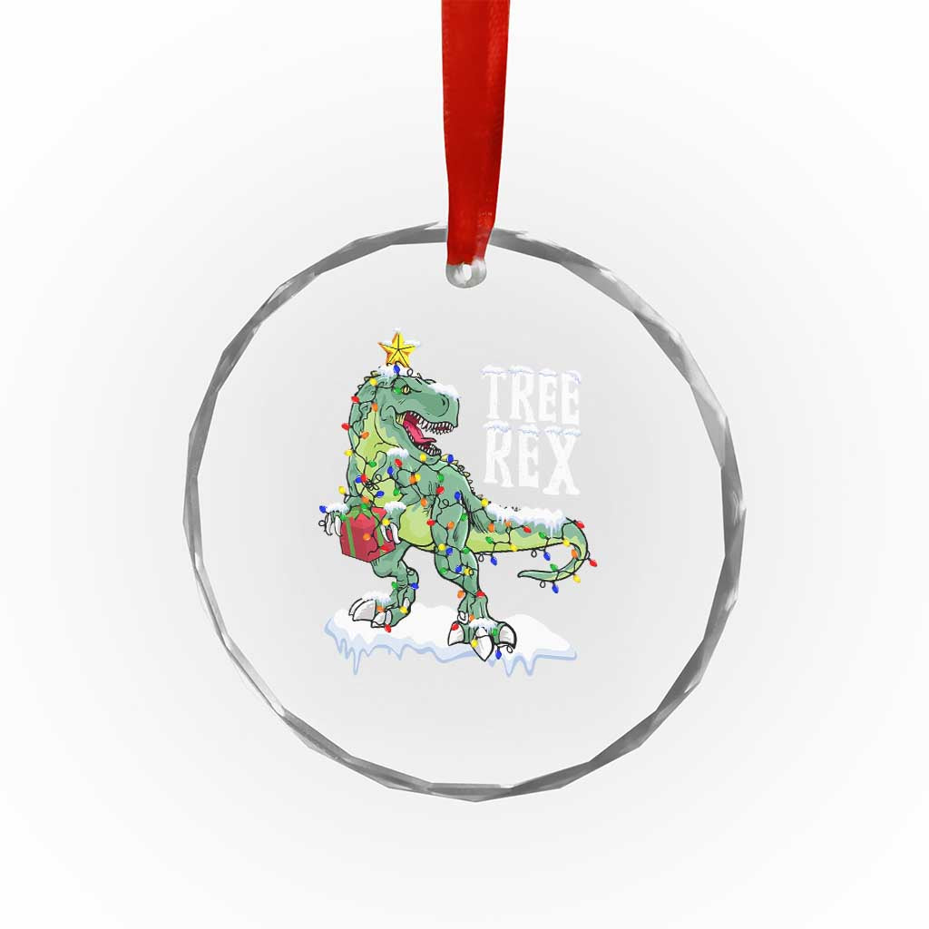 Funny Xmas Dinosaur Crystal Glass Ornament Tree Rex Dinosaur Xmas Tree TS11 Print Your Wear