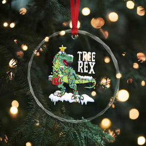 Funny Xmas Dinosaur Crystal Glass Ornament Tree Rex Dinosaur Xmas Tree TS11 Print Your Wear