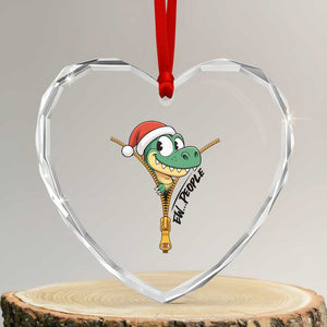 Funny Xmas Dinosaur Heart Crystal Glass Ornament Ew People Xmas Gift TS12 Transparent Glass 3'' Heart Print Your Wear
