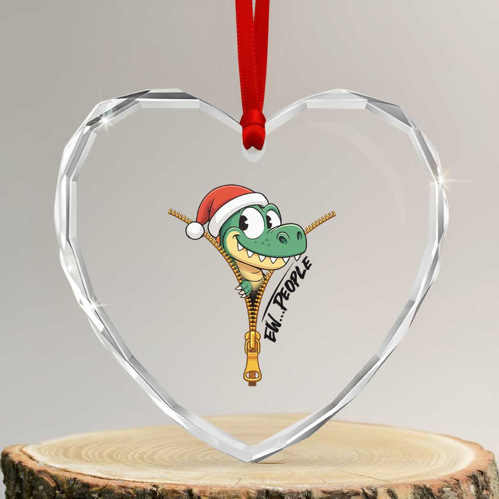 Funny Xmas Dinosaur Heart Crystal Glass Ornament Ew People Xmas Gift TS12 Transparent Glass 3'' Heart Print Your Wear