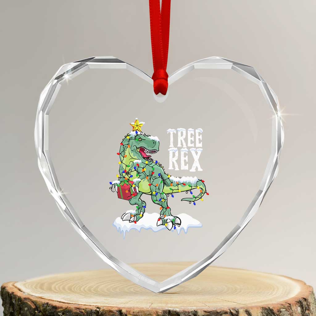 Funny Xmas Dinosaur Heart Crystal Glass Ornament Tree Rex Dinosaur Xmas Tree TS11 Transparent Glass 3'' Heart Print Your Wear