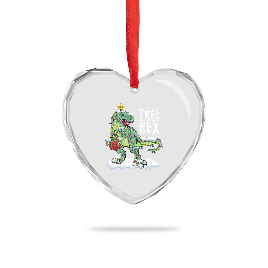 Funny Xmas Dinosaur Heart Crystal Glass Ornament Tree Rex Dinosaur Xmas Tree TS11 Print Your Wear
