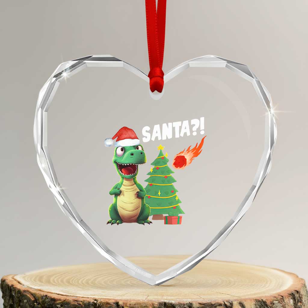 Funny Xmas Dinosaurs Extinction Heart Crystal Glass Ornament Is That Santa Cute Dino TS09 Transparent Glass 3'' Heart Print Your Wear
