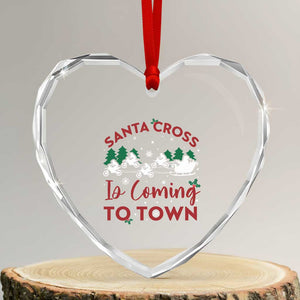 Funny Xmas Dirt Bike Heart Crystal Glass Ornament Santa Cross Is Coming To Town Motorcross TS11 Transparent Glass 3'' Heart Print Your Wear