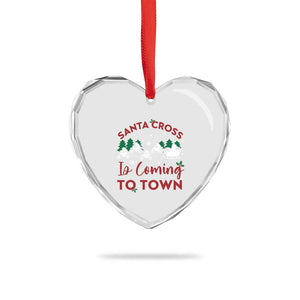 Funny Xmas Dirt Bike Heart Crystal Glass Ornament Santa Cross Is Coming To Town Motorcross TS11 Print Your Wear