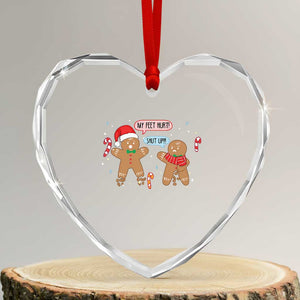Funny Xmas Dirty Gingerbread Heart Crystal Glass Ornament Shut Up Gingerbread Just Broken Feet TS09 Transparent Glass 3'' Heart Print Your Wear
