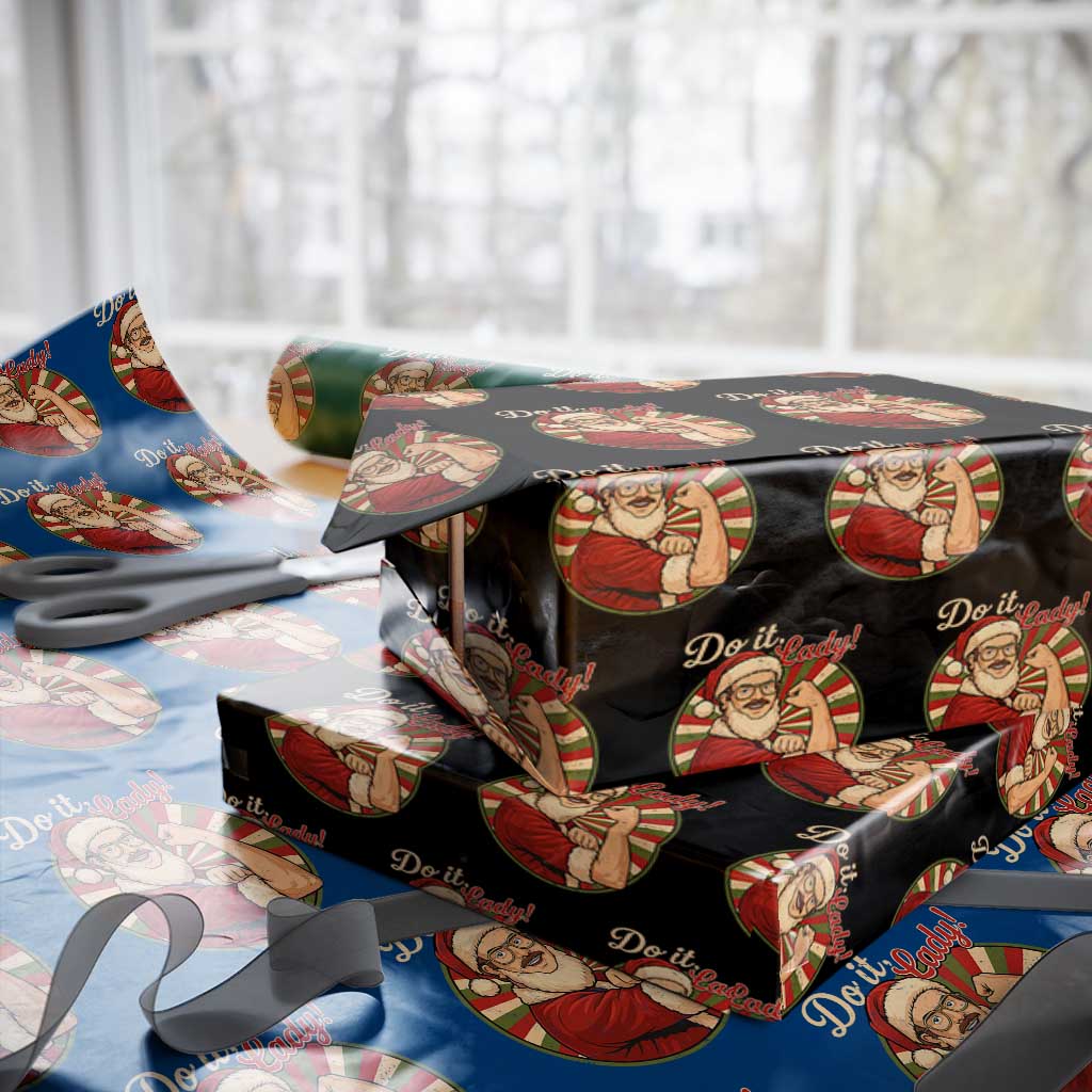 Funny Xmas Do It Lady Wrapping Paper Roll Mustache Guy Meme Santa Cosplay TS11 Black Print Your Wear