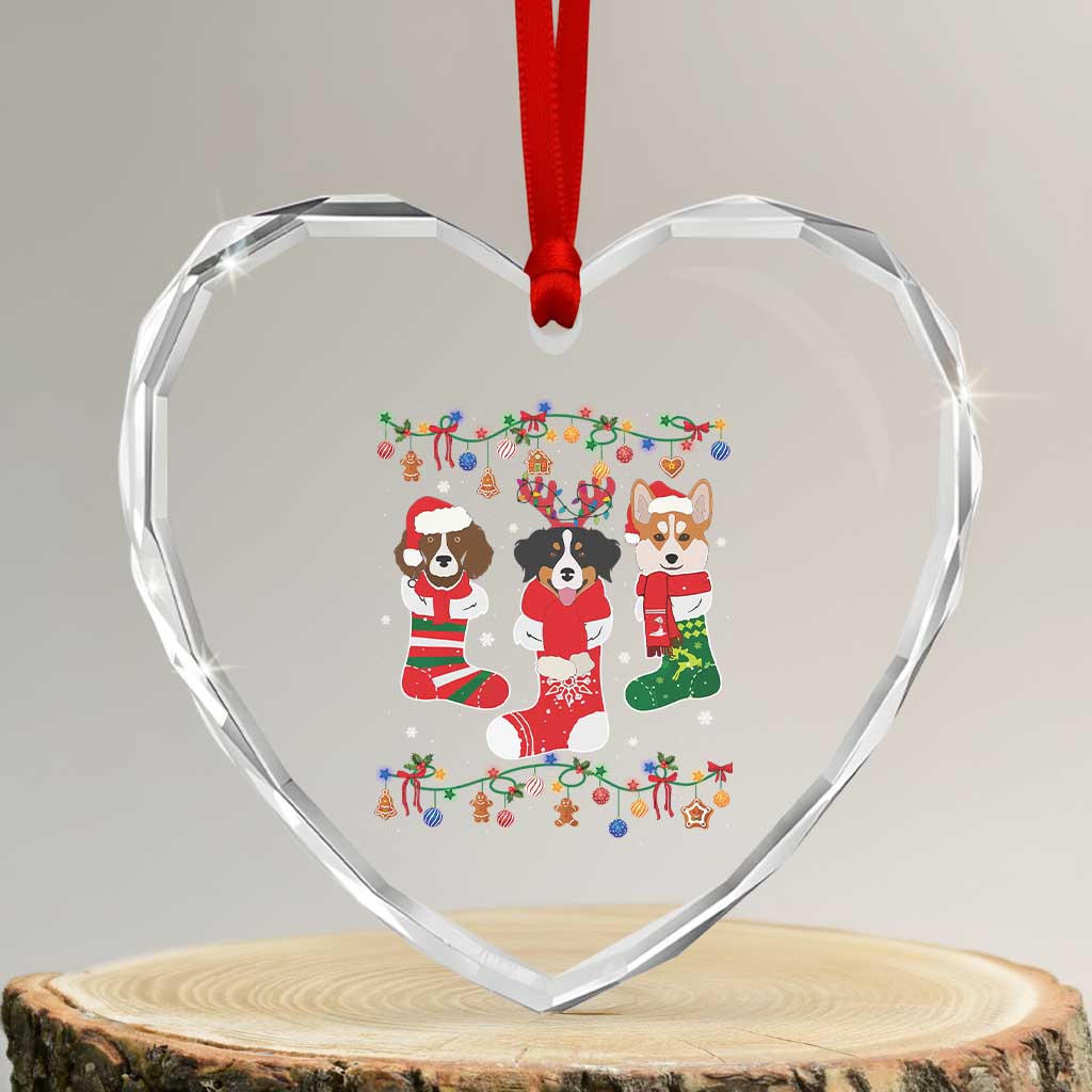 Funny Xmas Dog Owner Heart Crystal Glass Ornament Socks Xmas Holiday TS11 Transparent Glass 3'' Heart Print Your Wear