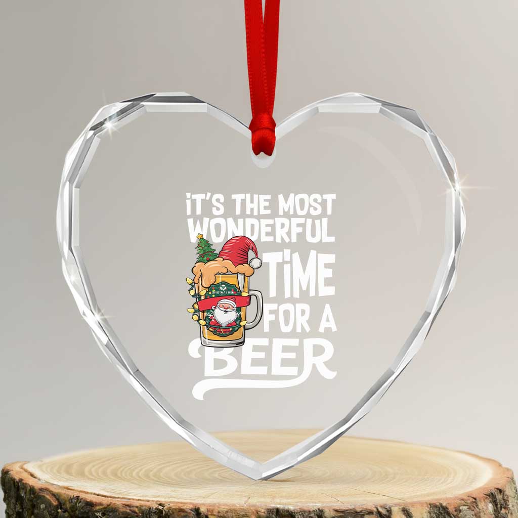Funny Xmas Drinking Heart Crystal Glass Ornament It is The Most Wonderful Time For A Beer TS12 Transparent Glass 3'' Heart Print Your Wear