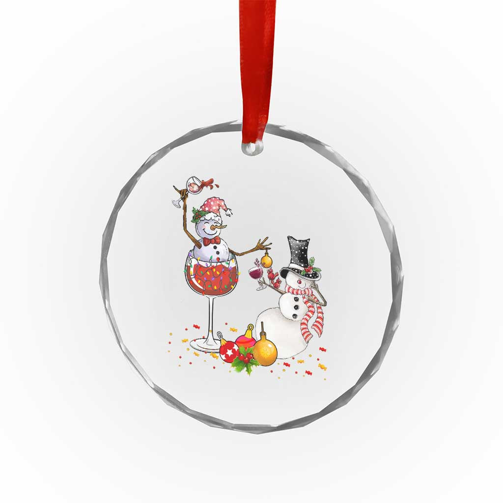 Funny Xmas Drinking Party Crystal Glass Ornament Snowman Cheer Wine TS09 Print Your Wear