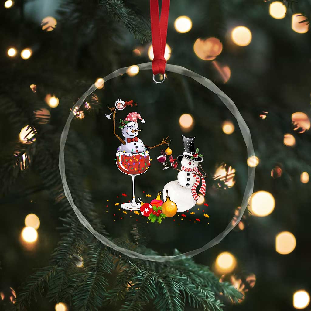 Funny Xmas Drinking Party Crystal Glass Ornament Snowman Cheer Wine TS09 Print Your Wear