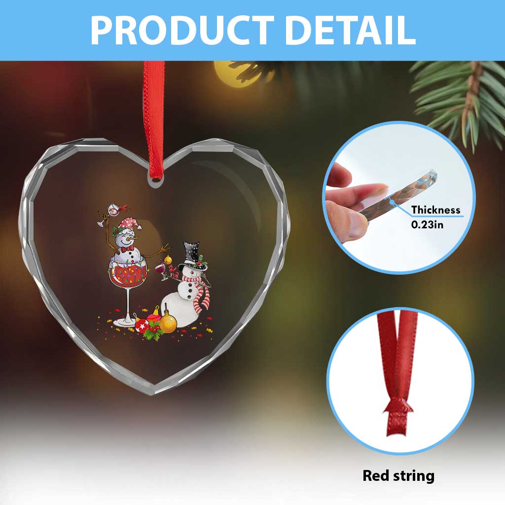 Funny Xmas Drinking Party Heart Crystal Glass Ornament Snowman Cheer Wine TS09 Print Your Wear