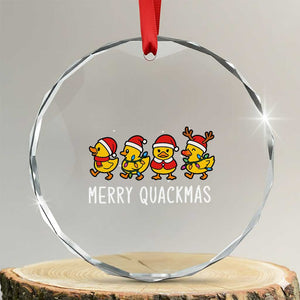 Funny Xmas Duck Crystal Glass Ornament Merry Quackmas Gift TS12 Transparent Glass 3'' Circle Print Your Wear