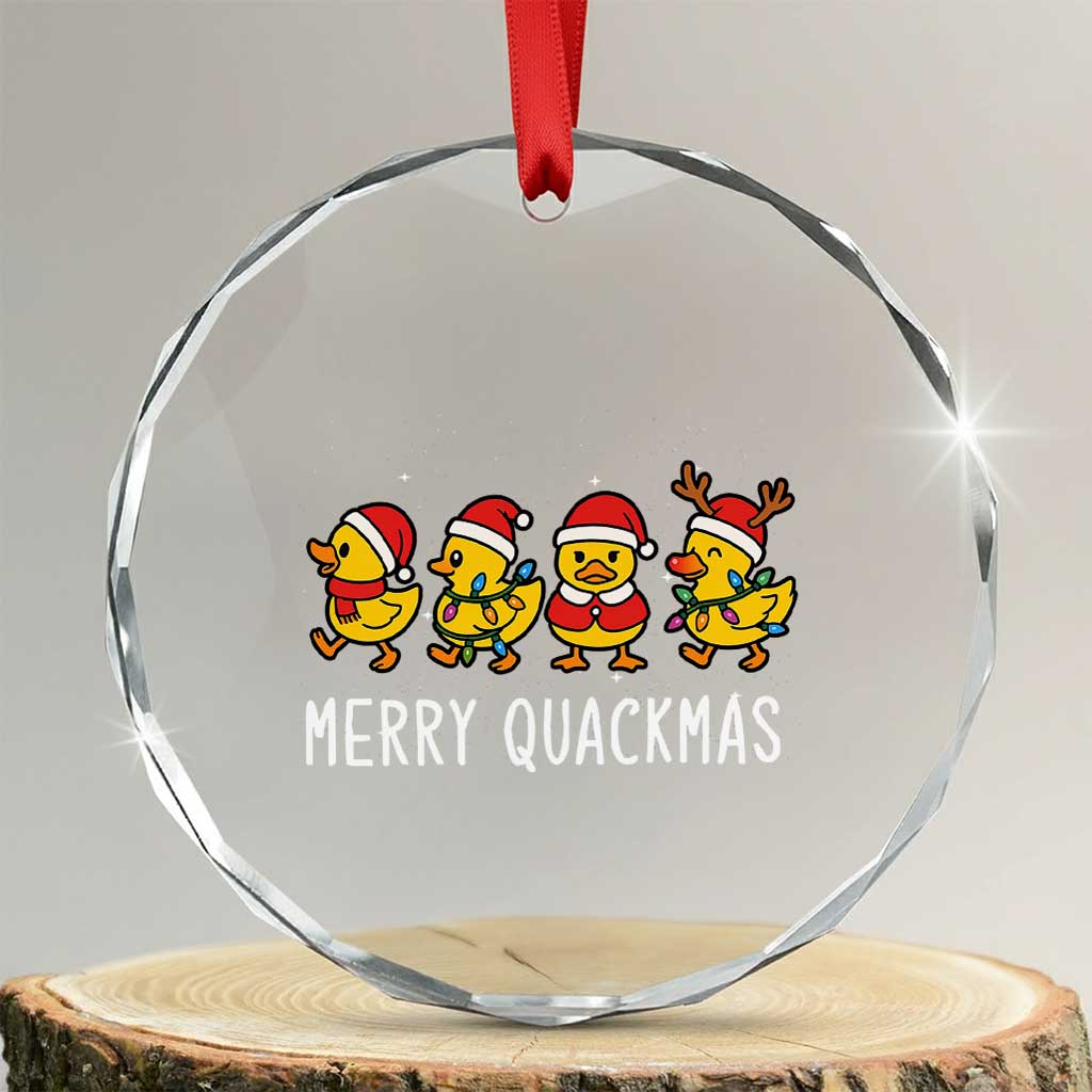 Funny Xmas Duck Crystal Glass Ornament Merry Quackmas Gift TS12 Transparent Glass 3'' Circle Print Your Wear