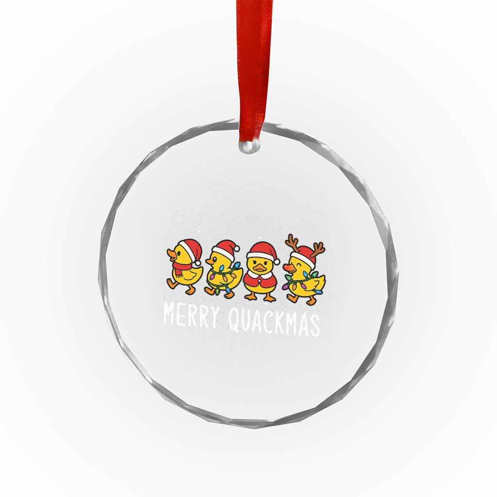 Funny Xmas Duck Crystal Glass Ornament Merry Quackmas Gift TS12 Transparent Glass 3'' Circle Print Your Wear