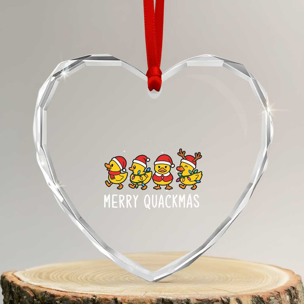 Funny Xmas Duck Heart Crystal Glass Ornament Merry Quackmas Gift TS12 Transparent Glass 3'' Heart Print Your Wear