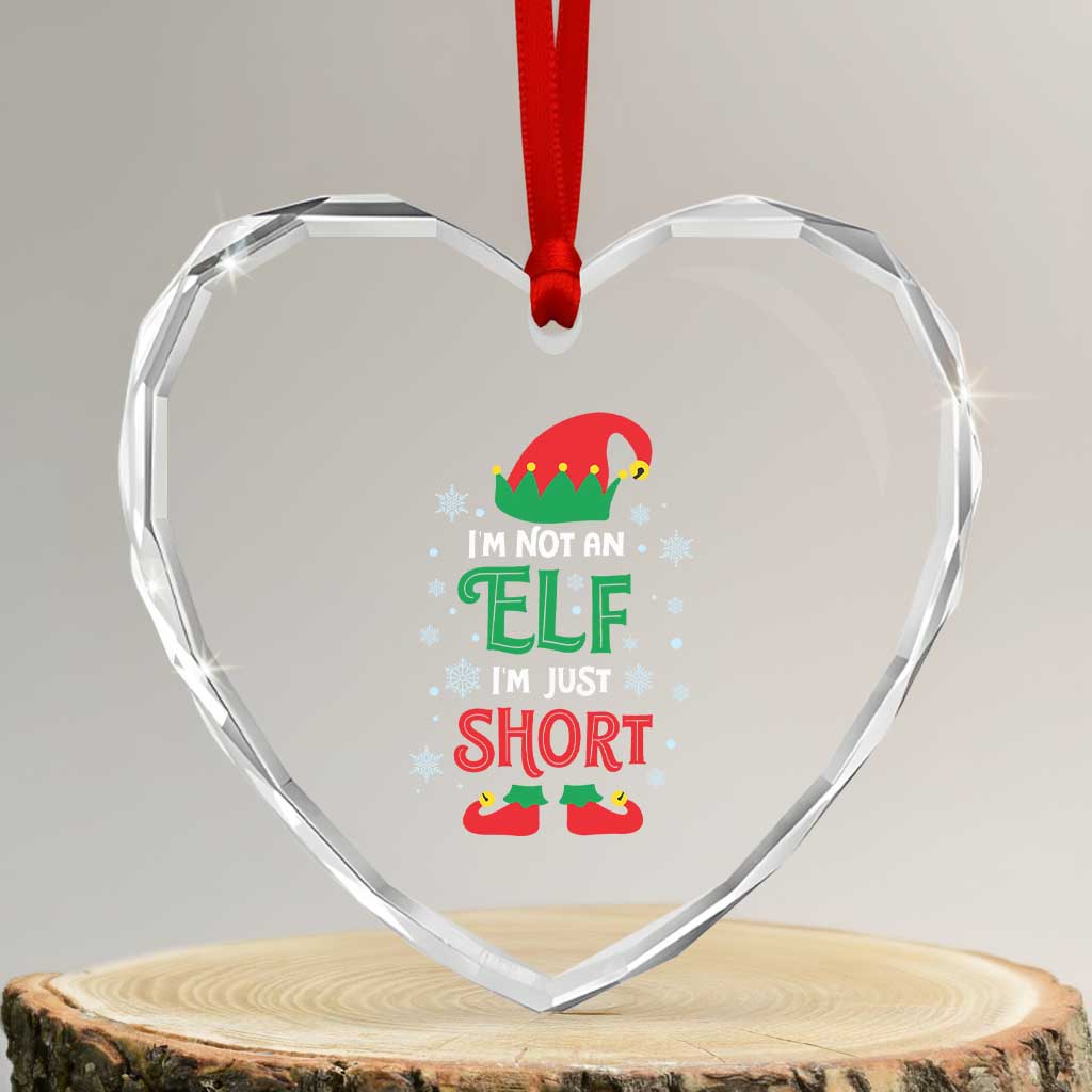 Funny Xmas Elf Heart Crystal Glass Ornament I'm Not An Elf I'm Just Short Snowflakes TS11 Transparent Glass 3'' Heart Print Your Wear