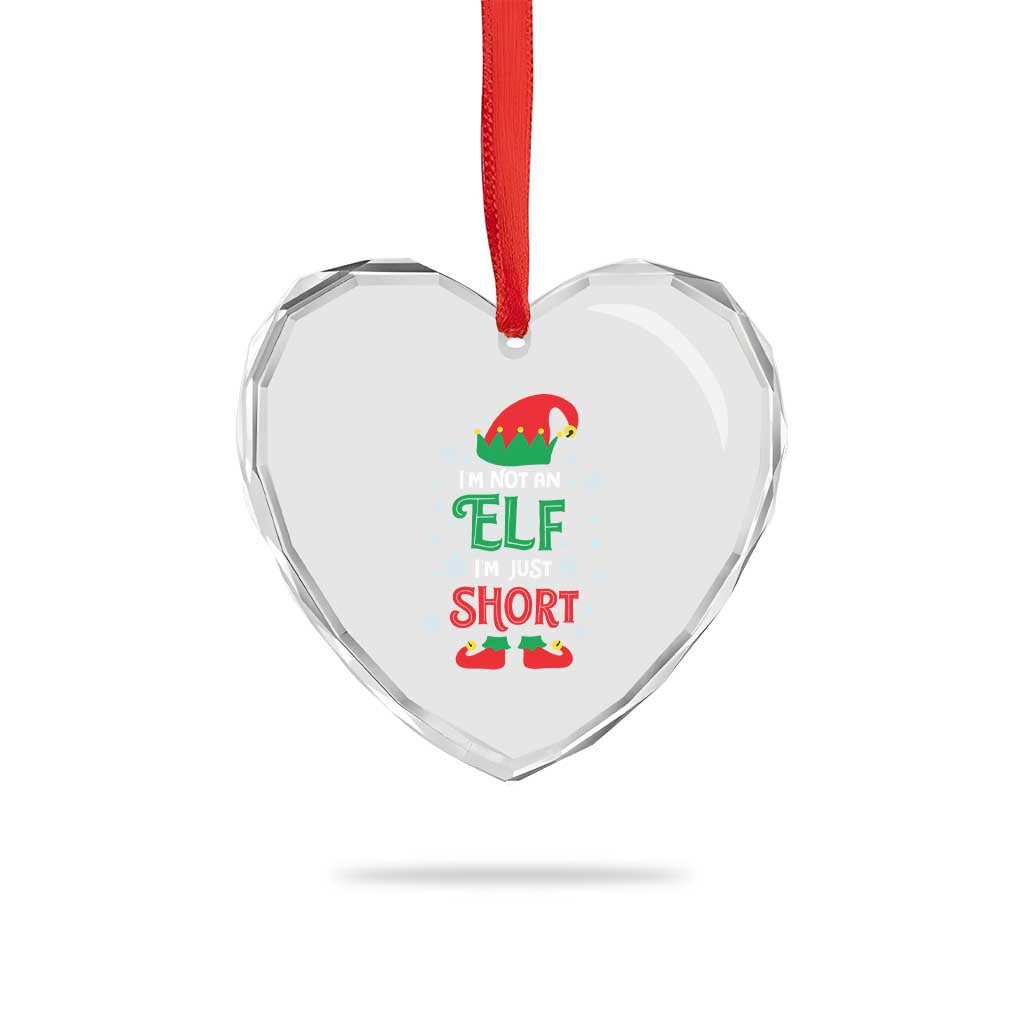 Funny Xmas Elf Heart Crystal Glass Ornament I'm Not An Elf I'm Just Short Snowflakes TS11 Print Your Wear