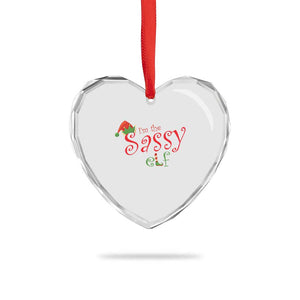 Funny Xmas Elf Heart Crystal Glass Ornament I'm The Sassy Elf Family Matching TS11 Print Your Wear