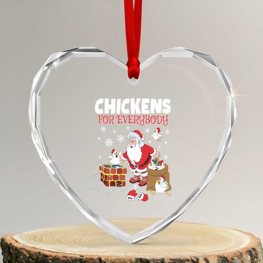 Funny Xmas Farmer Heart Crystal Glass Ornament Chickens For Everybody TS09 Transparent Glass 3'' Heart Print Your Wear