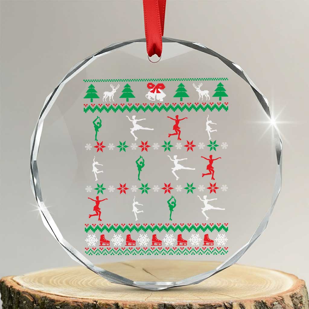 Funny Xmas Figure Ice Skating Skater Crystal Glass Ornament TS11 Transparent Glass 3'' Circle Print Your Wear