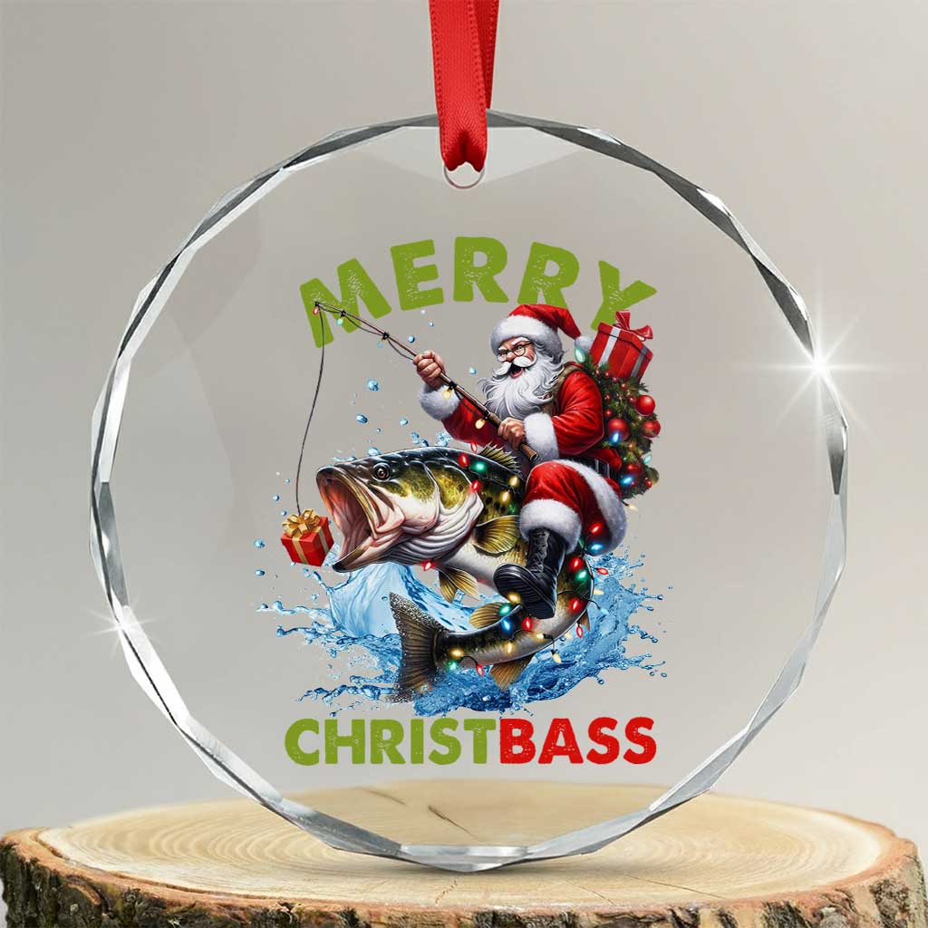 Funny Xmas Fishing Crystal Glass Ornament Merry Christbass Santa Xmas Tree TS11 Transparent Glass 3'' Circle Print Your Wear