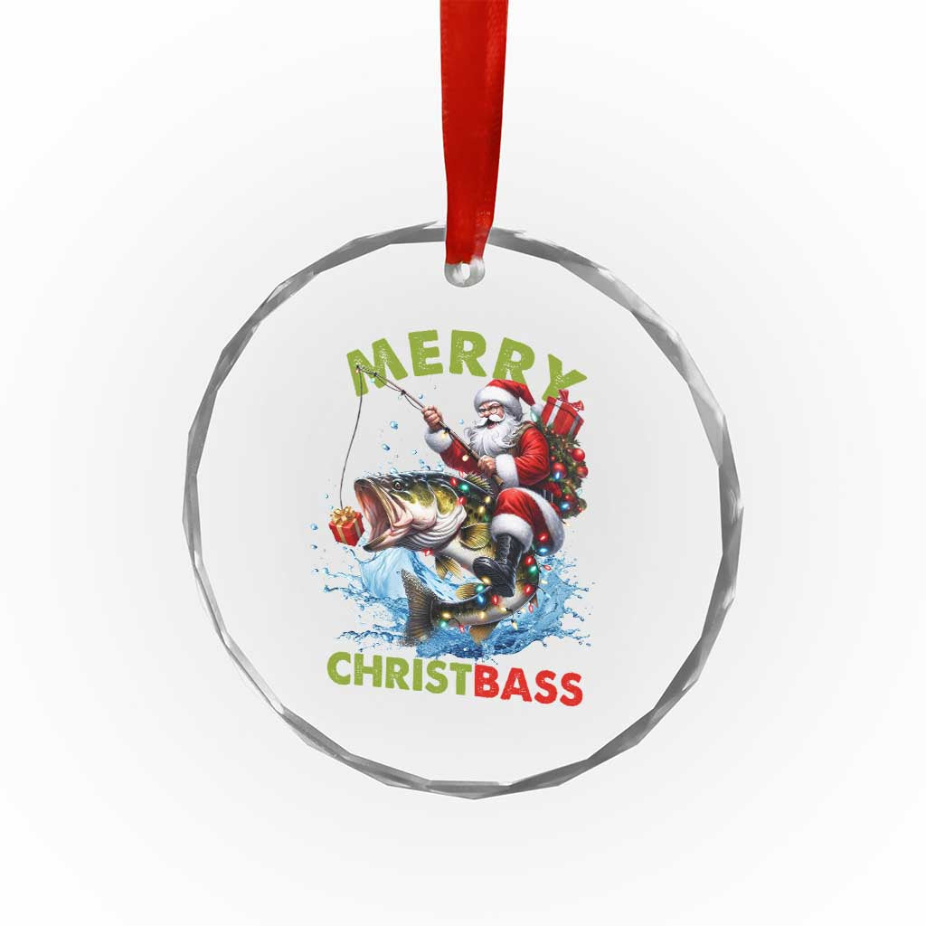 Funny Xmas Fishing Crystal Glass Ornament Merry Christbass Santa Xmas Tree TS11 Print Your Wear