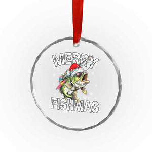Funny Xmas Fishing Crystal Glass Ornament Merry Fishmas Bass Fish Rod TS11 Print Your Wear