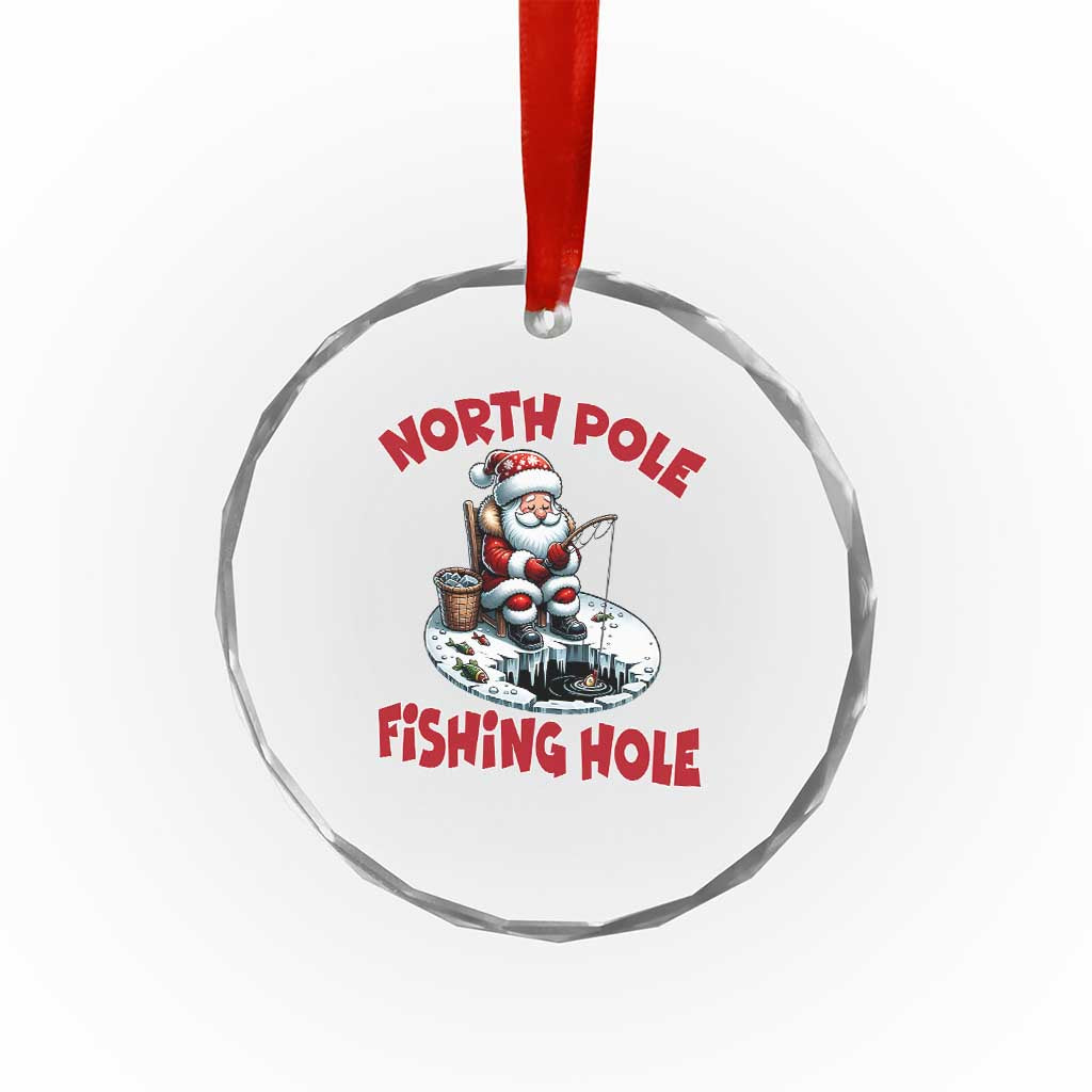 Funny Xmas Fishing Crystal Glass Ornament North Pole Fishing Hole Cute Santa TS11 Print Your Wear