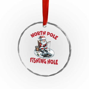 Funny Xmas Fishing Crystal Glass Ornament North Pole Fishing Hole Cute Santa TS11 Print Your Wear
