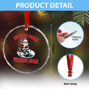 Funny Xmas Fishing Crystal Glass Ornament North Pole Fishing Hole Cute Santa TS11 Print Your Wear