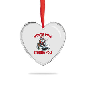 Funny Xmas Fishing Heart Crystal Glass Ornament North Pole Fishing Hole Cute Santa TS11 Print Your Wear