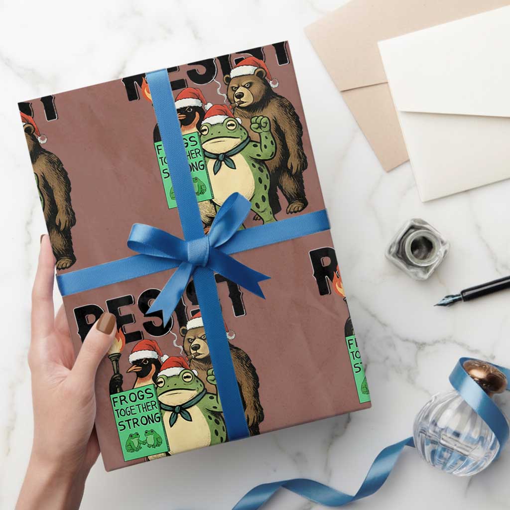 Funny Xmas Frogs Together Strong Wrapping Paper Roll Portland Resist Meme Gift TS12 Mocha Print Your Wear