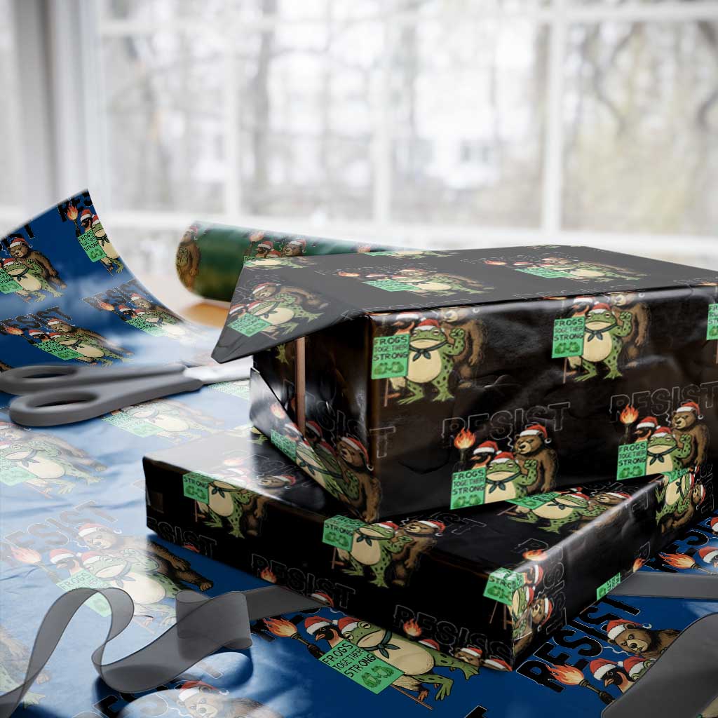 Funny Xmas Frogs Together Strong Wrapping Paper Roll Portland Resist Meme Gift TS12 Black Print Your Wear