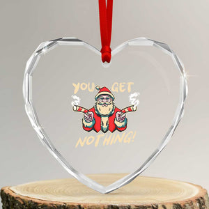 Funny Xmas Gangsta Santa Heart Crystal Glass Ornament You Get Nothing Angry Santa Candy Gun TS09 Transparent Glass 3'' Heart Print Your Wear
