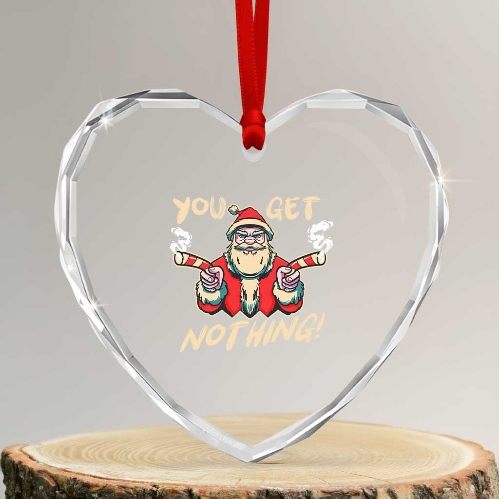 Funny Xmas Gangsta Santa Heart Crystal Glass Ornament You Get Nothing Angry Santa Candy Gun TS09 Transparent Glass 3'' Heart Print Your Wear