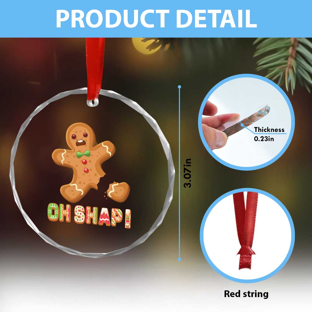 Funny Xmas Gingerbread Crystal Glass Ornament Oh Snap Cookie Baking TS11 Print Your Wear